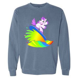 Unicorn Surfing On the Rainbow Garment-Dyed Sweatshirt