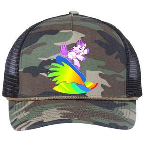 Unicorn Surfing On the Rainbow Retro Rope Trucker Hat Cap