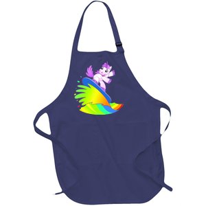 Unicorn Surfing On the Rainbow Full-Length Apron With Pockets