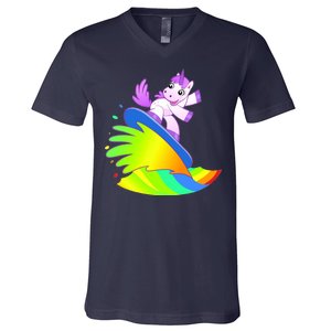 Unicorn Surfing On the Rainbow V-Neck T-Shirt