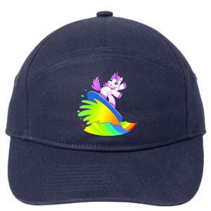 Unicorn Surfing On the Rainbow 7-Panel Snapback Hat