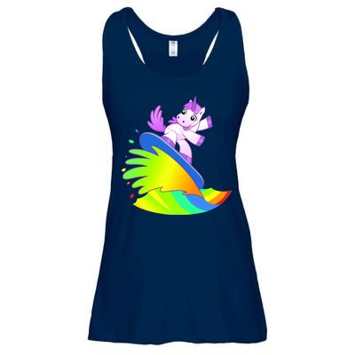 Unicorn Surfing On the Rainbow Ladies Essential Flowy Tank