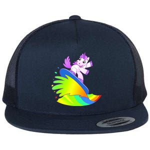 Unicorn Surfing On the Rainbow Flat Bill Trucker Hat