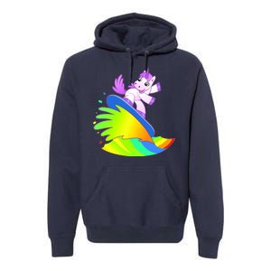 Unicorn Surfing On the Rainbow Premium Hoodie