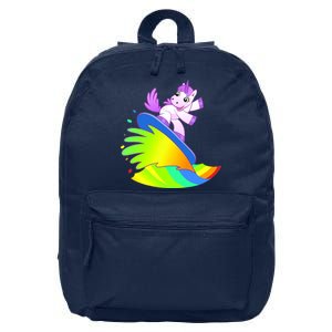 Unicorn Surfing On the Rainbow 16 in Basic Backpack