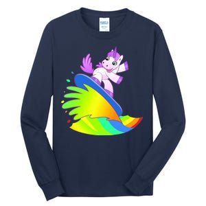 Unicorn Surfing On the Rainbow Tall Long Sleeve T-Shirt