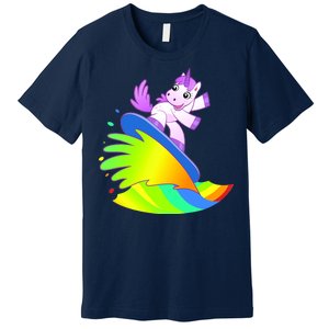 Unicorn Surfing On the Rainbow Premium T-Shirt