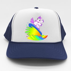 Unicorn Surfing On the Rainbow Trucker Hat