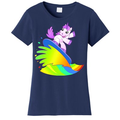 Unicorn Surfing On the Rainbow Women's T-Shirt