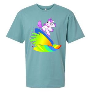 Unicorn Surfing On the Rainbow Sueded Cloud Jersey T-Shirt