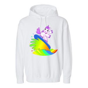 Unicorn Surfing On the Rainbow Garment-Dyed Fleece Hoodie