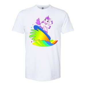 Unicorn Surfing On the Rainbow Softstyle CVC T-Shirt