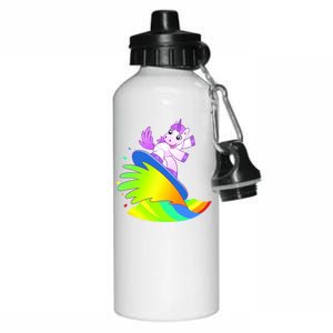 Unicorn Surfing On the Rainbow Aluminum Water Bottle