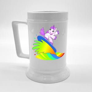 Unicorn Surfing On the Rainbow Beer Stein