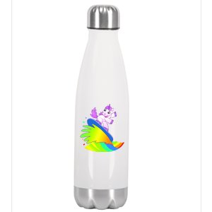 Unicorn Surfing On the Rainbow Stainless Steel Insulated Water Bottle