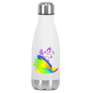 Unicorn Surfing On the Rainbow Stainless Steel Insulated Water Bottle