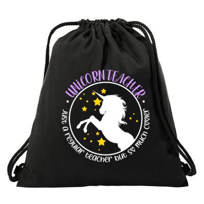 Unicorn Teacher Just A Regular Teacher But So Much Cooler Drawstring Bag