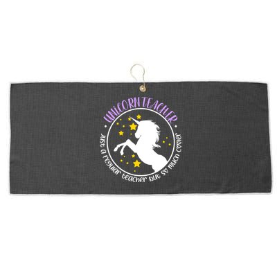 Unicorn Teacher Just A Regular Teacher But So Much Cooler Large Microfiber Waffle Golf Towel