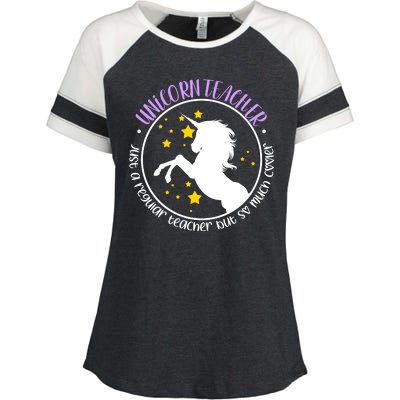 Unicorn Teacher Just A Regular Teacher But So Much Cooler Enza Ladies Jersey Colorblock Tee