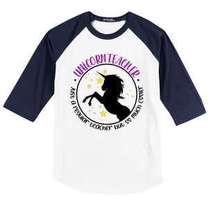 Unicorn Teacher Just A Regular Teacher But So Much Cooler Baseball Sleeve Shirt