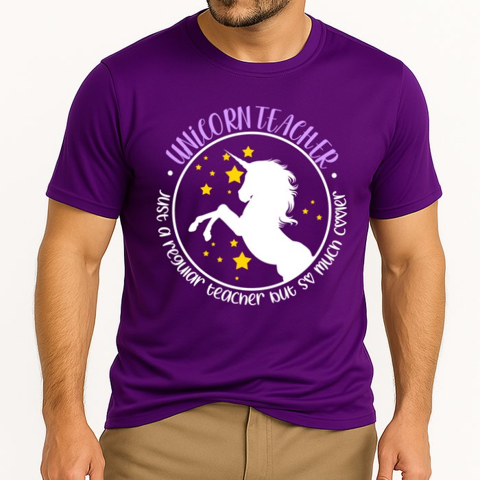 Unicorn Teacher Just A Regular Teacher But So Much Cooler Performance Shirt