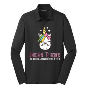 Unicorn Teacher Like A Regular Teacher But Better Silk Touch Performance Long Sleeve Polo