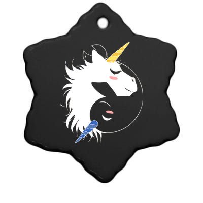 Unicorn Ying Yang Ceramic Star Ornament