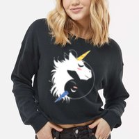 Unicorn Ying Yang Cropped Pullover Crew