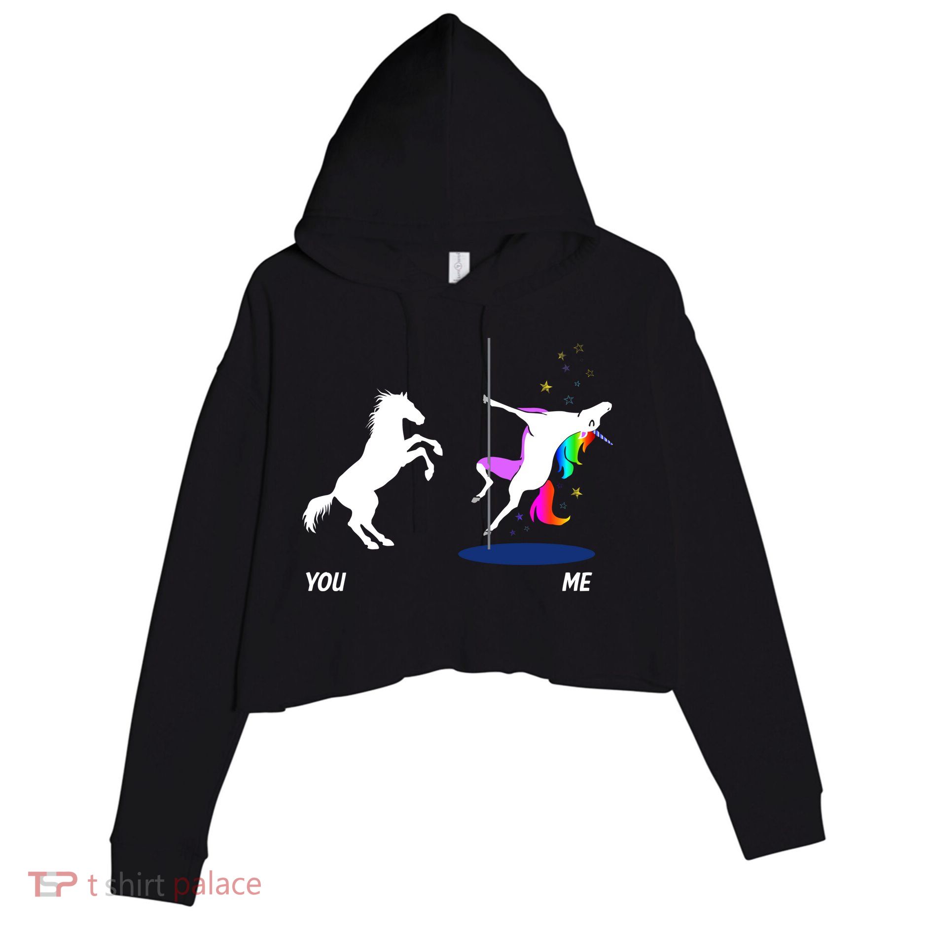 Unicorn You Me Crop Fleece Hoodie
