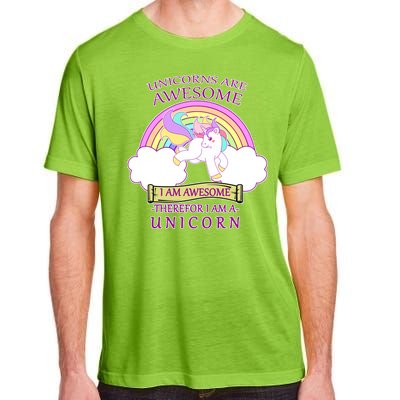 Unicorns Are Awesome Therefor I Am S Unicorn Adult ChromaSoft Performance T-Shirt