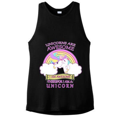 Unicorns Are Awesome Therefor I Am S Unicorn Ladies PosiCharge Tri-Blend Wicking Tank