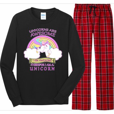 Unicorns Are Awesome Therefor I Am S Unicorn Long Sleeve Pajama Set