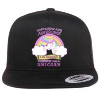 Unicorns Are Awesome Therefor I Am S Unicorn Flat Bill Trucker Hat