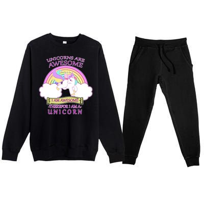 Unicorns Are Awesome Therefor I Am S Unicorn Premium Crewneck Sweatsuit Set