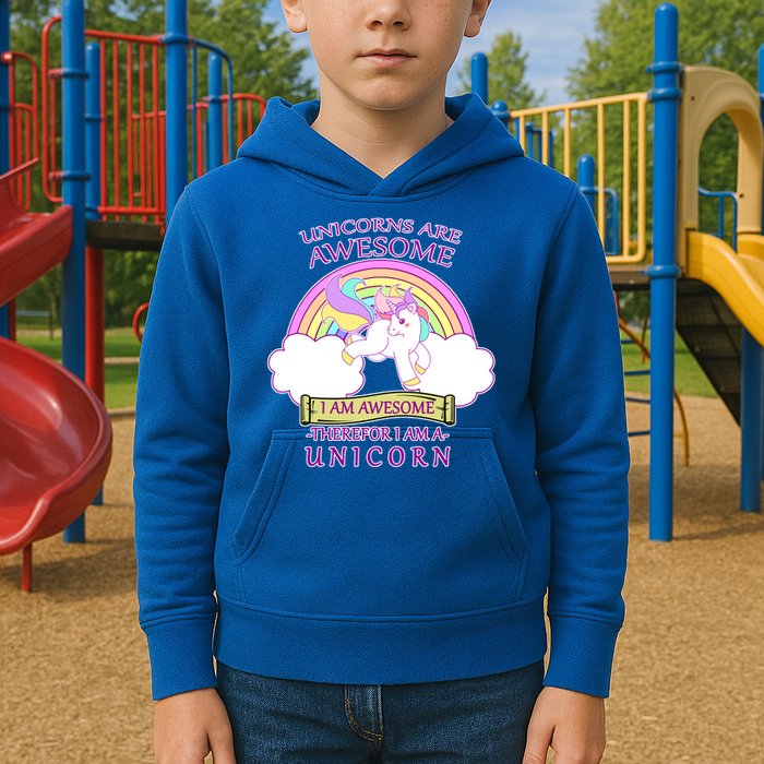 Unicorns Are Awesome Therefor I Am S Unicorn Kids Hoodie
