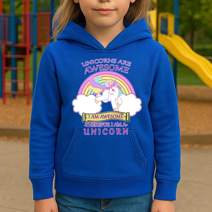 Unicorns Are Awesome Therefor I Am S Unicorn Kids Hoodie
