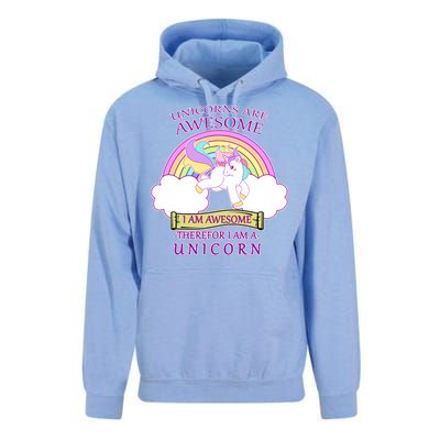 Unicorns Are Awesome Therefor I Am S Unicorn Unisex Surf Hoodie