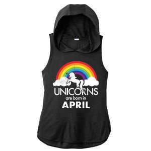 Unicorns Are Born in April Ladies PosiCharge Tri-Blend Wicking Draft Hoodie Tank