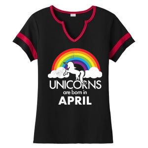 Unicorns Are Born in April Ladies Halftime Notch Neck Tee