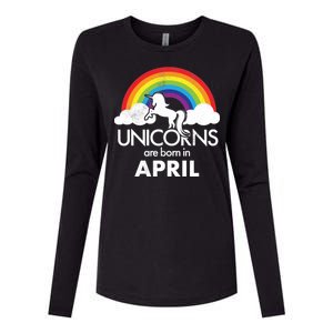 Unicorns Are Born in April Womens Cotton Relaxed Long Sleeve T-Shirt