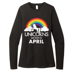 Unicorns Are Born in April Womens CVC Long Sleeve Shirt