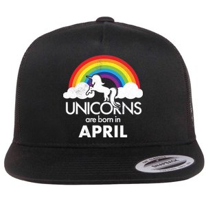 Unicorns Are Born in April Flat Bill Trucker Hat