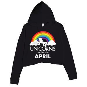 Unicorns Are Born in April Crop Fleece Hoodie