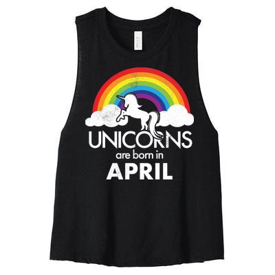 Unicorns Are Born in April Women's Racerback Cropped Tank