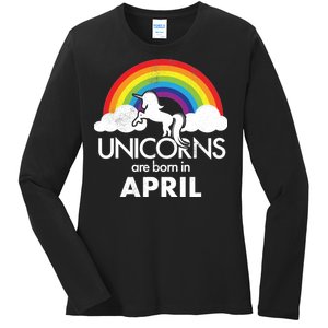 Unicorns Are Born in April Ladies Long Sleeve Shirt