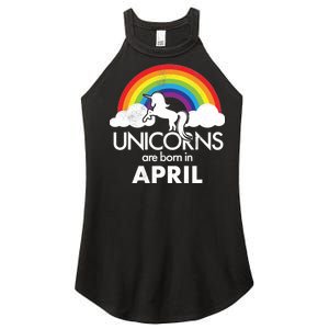 Unicorns Are Born in April Women's Perfect Tri Rocker Tank