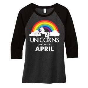 Unicorns Are Born in April Women's Tri-Blend 3/4-Sleeve Raglan Shirt