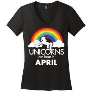 Unicorns Are Born in April Women's V-Neck T-Shirt