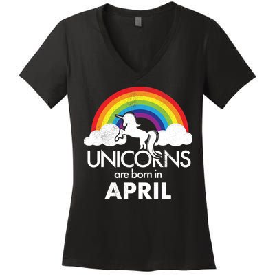 Unicorns Are Born in April Women's V-Neck T-Shirt