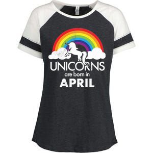 Unicorns Are Born in April Enza Ladies Jersey Colorblock Tee